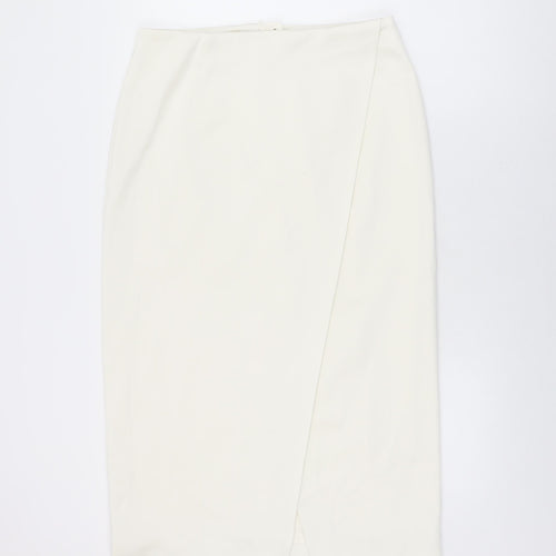 Marks and Spencer Womens Ivory Polyester Straight & Pencil Skirt Size 14 Zip