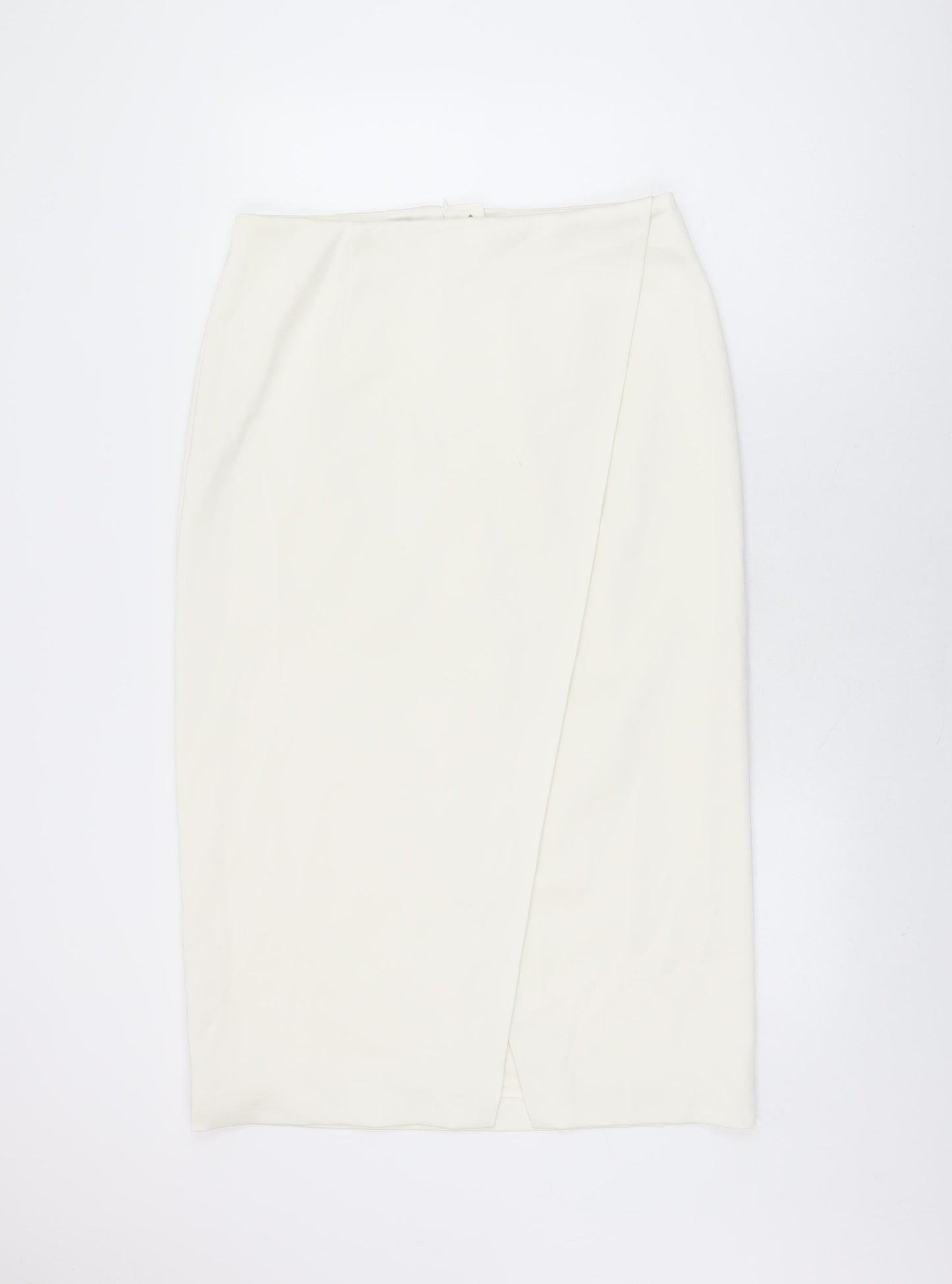 Marks and Spencer Womens Ivory Polyester Straight & Pencil Skirt Size 14 Zip