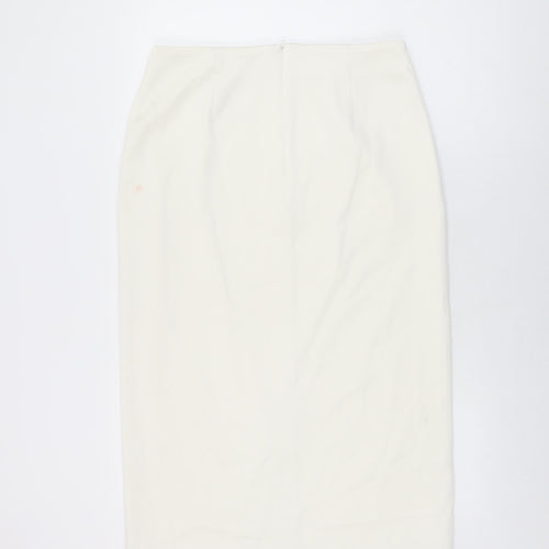 Marks and Spencer Womens Ivory Polyester Straight & Pencil Skirt Size 14 Zip