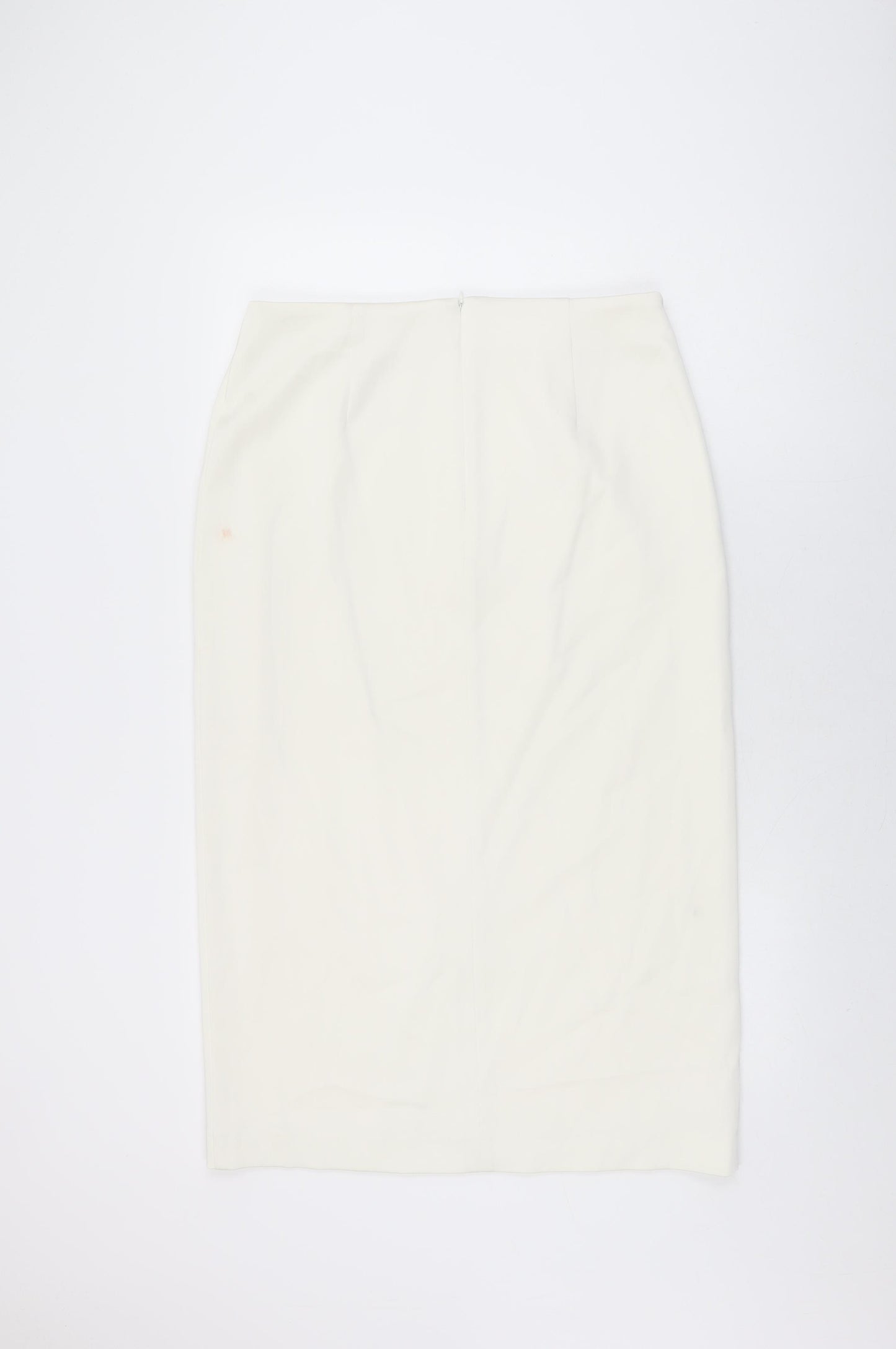 Marks and Spencer Womens Ivory Polyester Straight & Pencil Skirt Size 14 Zip