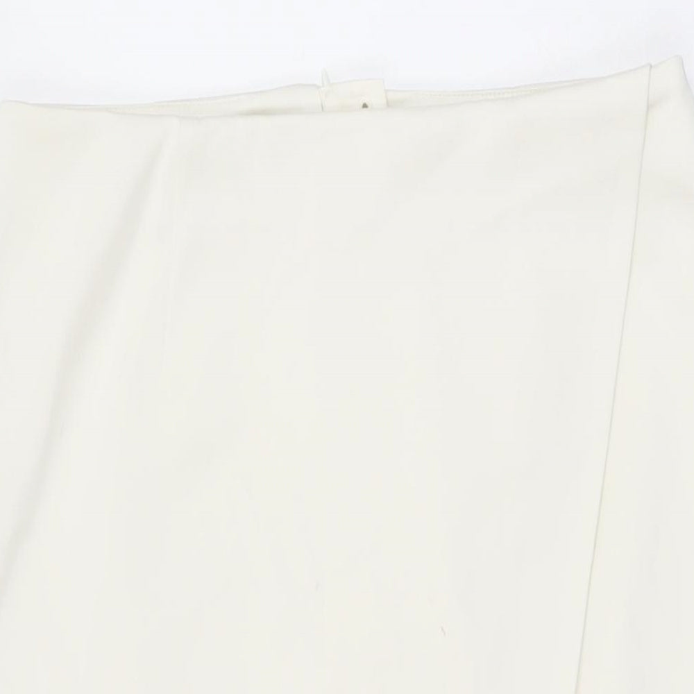 Marks and Spencer Womens Ivory Polyester Straight & Pencil Skirt Size 14 Zip