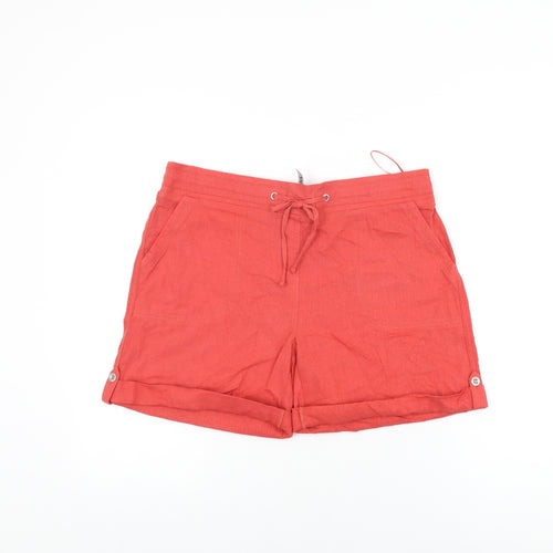 Intuition Womens Red Linen Basic Shorts Size 14 L4 in Regular Drawstring