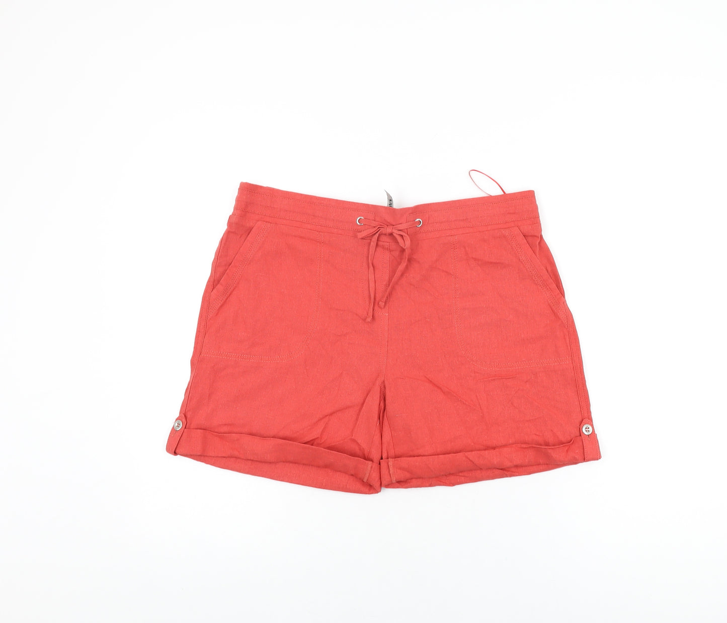 Intuition Womens Red Linen Basic Shorts Size 14 L4 in Regular Drawstring