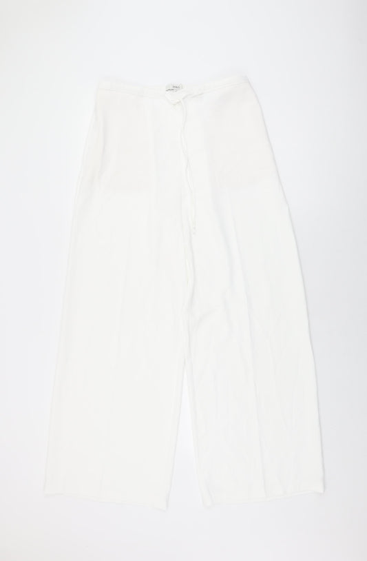 Marks and Spencer Womens White Polyester Trousers Size 12 L30 in Regular Drawstring