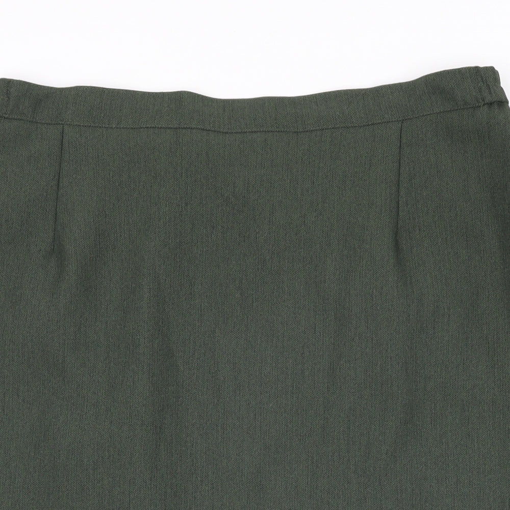 Debenhams Womens Green Polyester Straight & Pencil Skirt Size 16 Zip