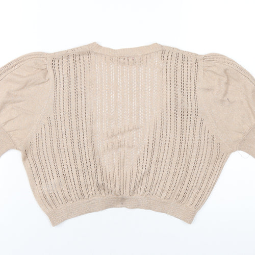 Miss Selfridge Womens Beige V-Neck Acrylic Cardigan Jumper Size 12