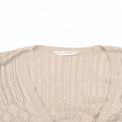 Miss Selfridge Womens Beige V-Neck Acrylic Cardigan Jumper Size 12