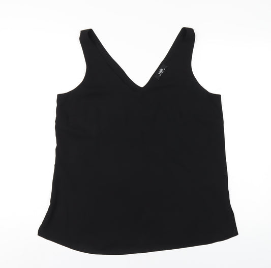 Wallis Womens Black Polyester Basic Tank Size 12 V-Neck