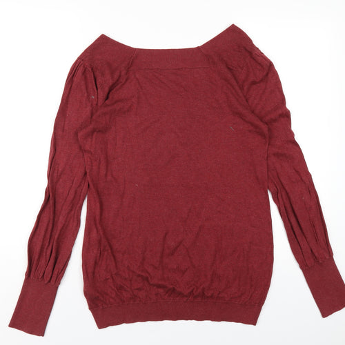 Dorothy Perkins Womens Red Square Neck Cotton Pullover Jumper Size 12