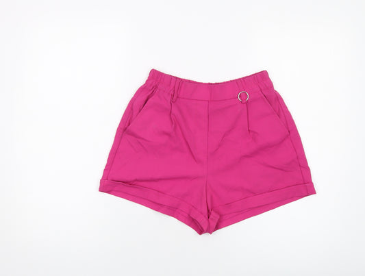 Bershka Womens Pink Polyester Basic Shorts Size M L3 in Regular Pull On