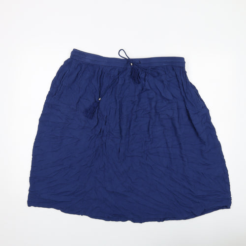 Bonmarche Womens Blue Viscose A-Line Skirt Size 18 Drawstring