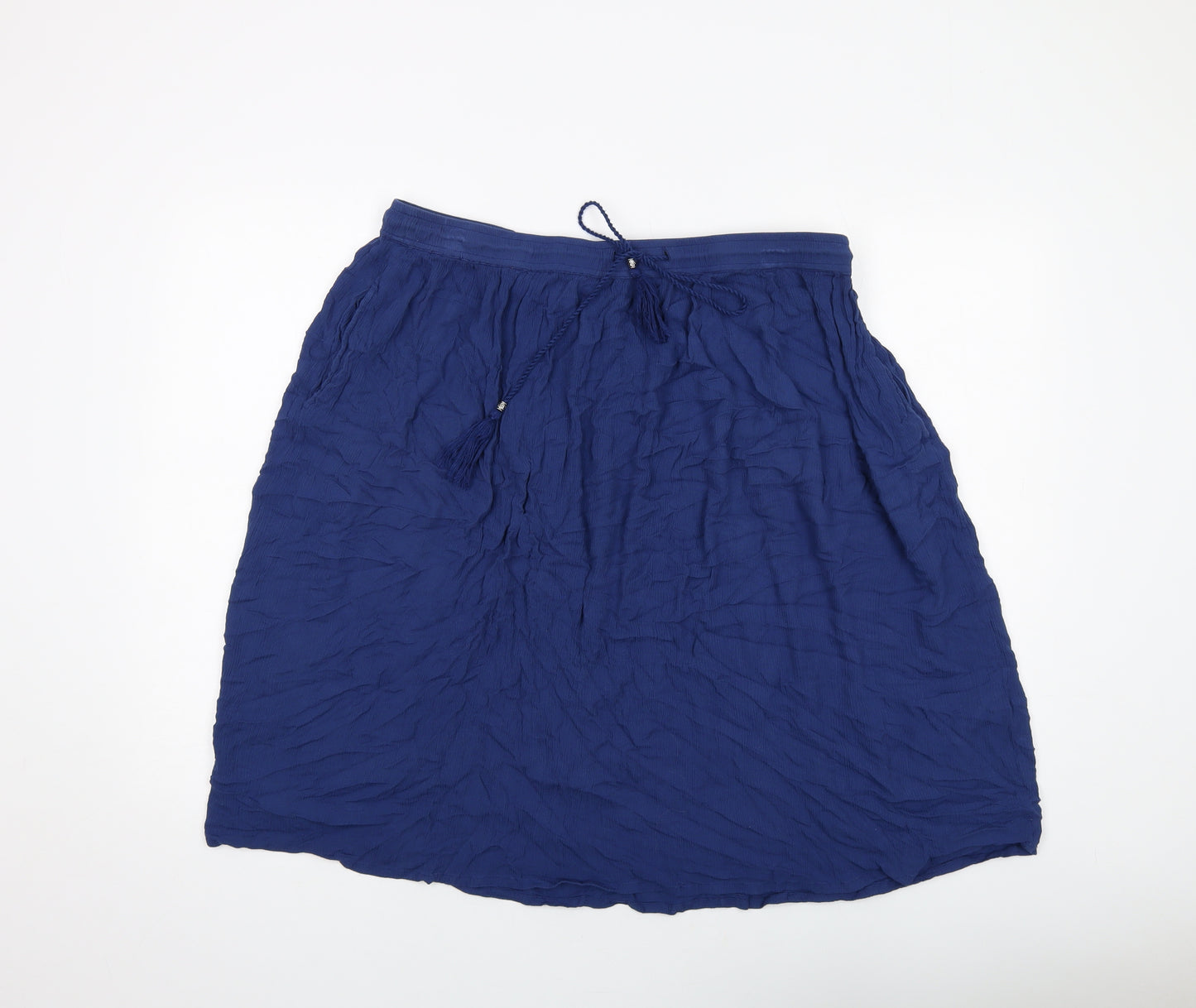 Bonmarche Womens Blue Viscose A-Line Skirt Size 18 Drawstring