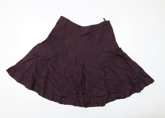 Great Plains Womens Purple Cotton A-Line Skirt Size 14 Zip