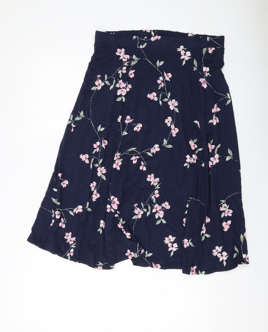 Marks and Spencer Womens Blue Floral Viscose A-Line Skirt Size 14