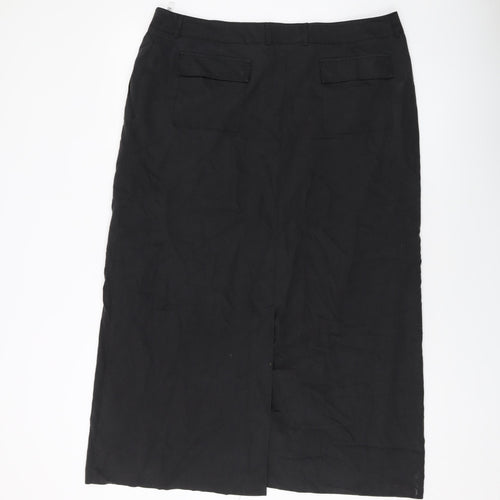 Necxt Womens Black Polyester A-Line Skirt Size 16 Zip