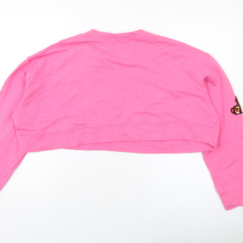 Zara Womens Pink Geometric Cotton Pullover Sweatshirt Size M Pullover