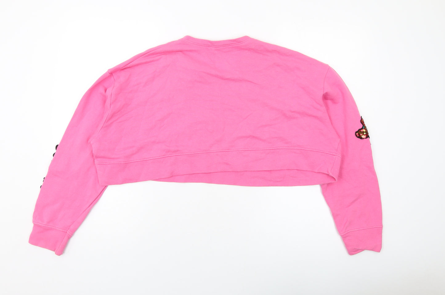 Zara Womens Pink Geometric Cotton Pullover Sweatshirt Size M Pullover