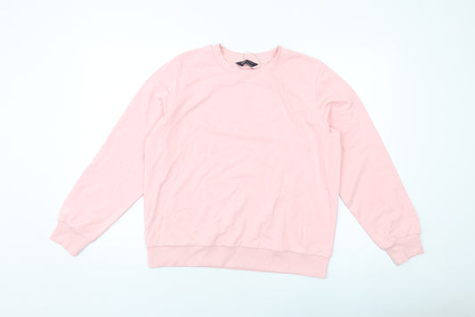 Marks and Spencer Womens Pink Cotton Pullover Sweatshirt Size 14 Pullover