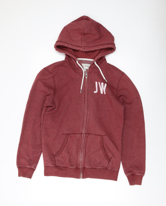 Jack Wills Mens Red Cotton Full Zip Hoodie Size XS