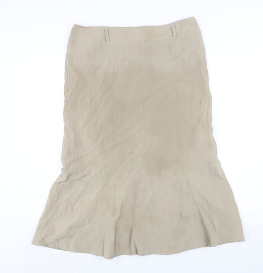 FRANK WALDER Womens Beige Polyester Trumpet Skirt Size 14 Zip