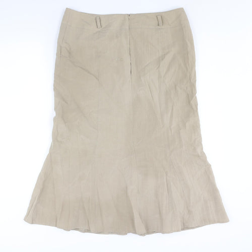 FRANK WALDER Womens Beige Polyester Trumpet Skirt Size 14 Zip