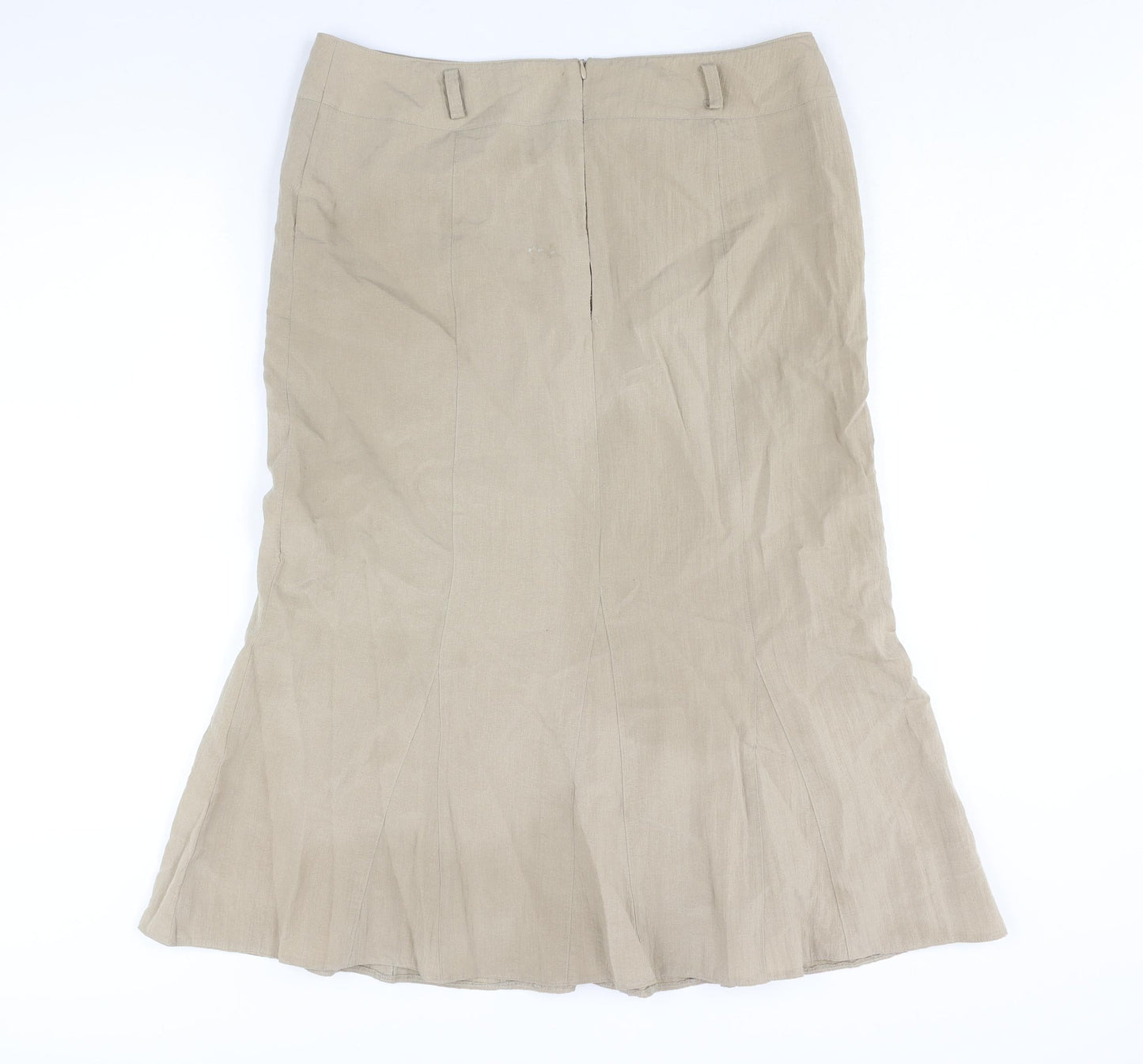 FRANK WALDER Womens Beige Polyester Trumpet Skirt Size 14 Zip