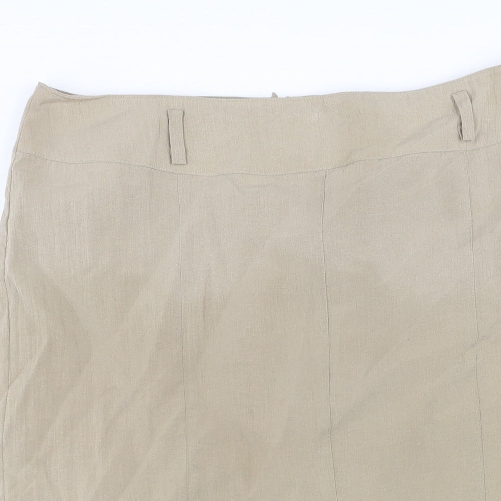 FRANK WALDER Womens Beige Polyester Trumpet Skirt Size 14 Zip