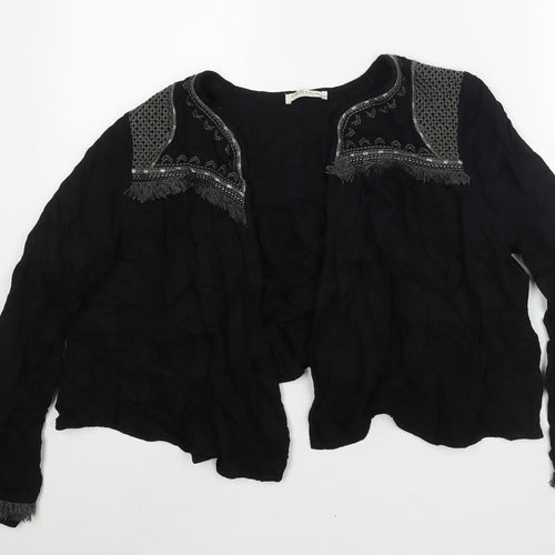 Indigo Womens Black Viscose Kimono Blouse Size 18 V-Neck - Embroiderd Tassle Detail