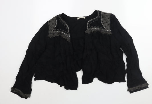 Indigo Womens Black Viscose Kimono Blouse Size 18 V-Neck - Embroiderd Tassle Detail