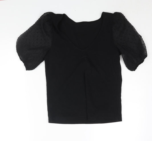 VILA Womens Black Polyester Basic Blouse Size S V-Neck