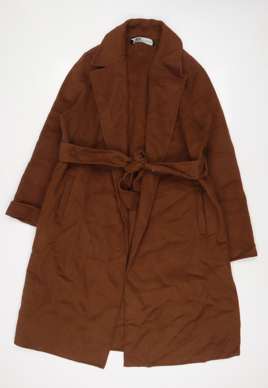 Zara Womens Brown Overcoat Coat Size S Tie - Belted