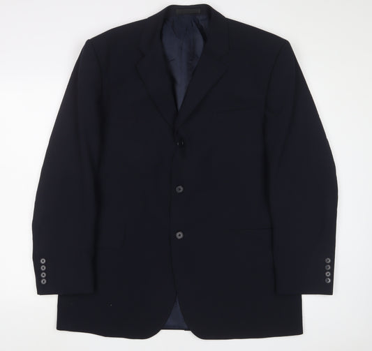 BHS Mens Blue Wool Jacket Suit Jacket Size 44 Regular