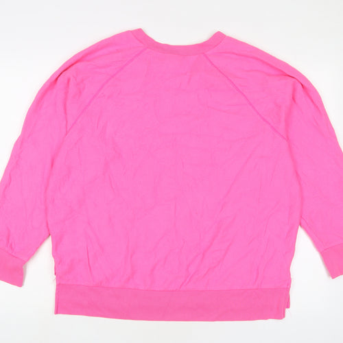 PINK Womens Pink Cotton Pullover Sweatshirt Size M Pullover - Logo, Embroidered