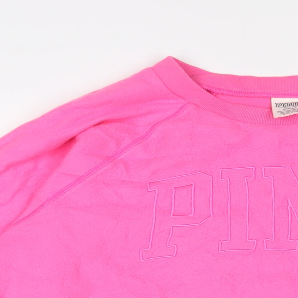 PINK Womens Pink Cotton Pullover Sweatshirt Size M Pullover - Logo, Embroidered