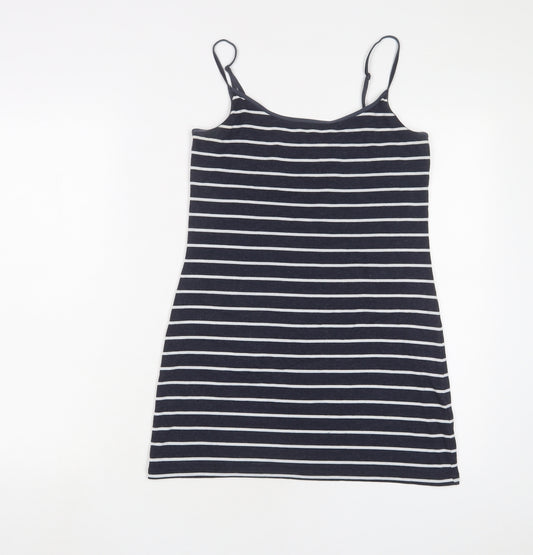 H&M Womens Blue Striped Cotton Camisole Tank Size M V-Neck