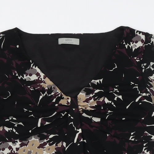 Marks and Spencer Womens Black Floral Polyester Camisole Button-Up Size 18 V-Neck - Knot Front