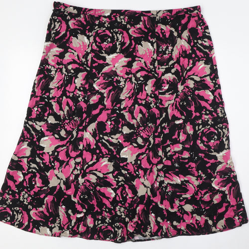 Marks and Spencer Womens Multicoloured Viscose A-Line Skirt Size 18 Zip