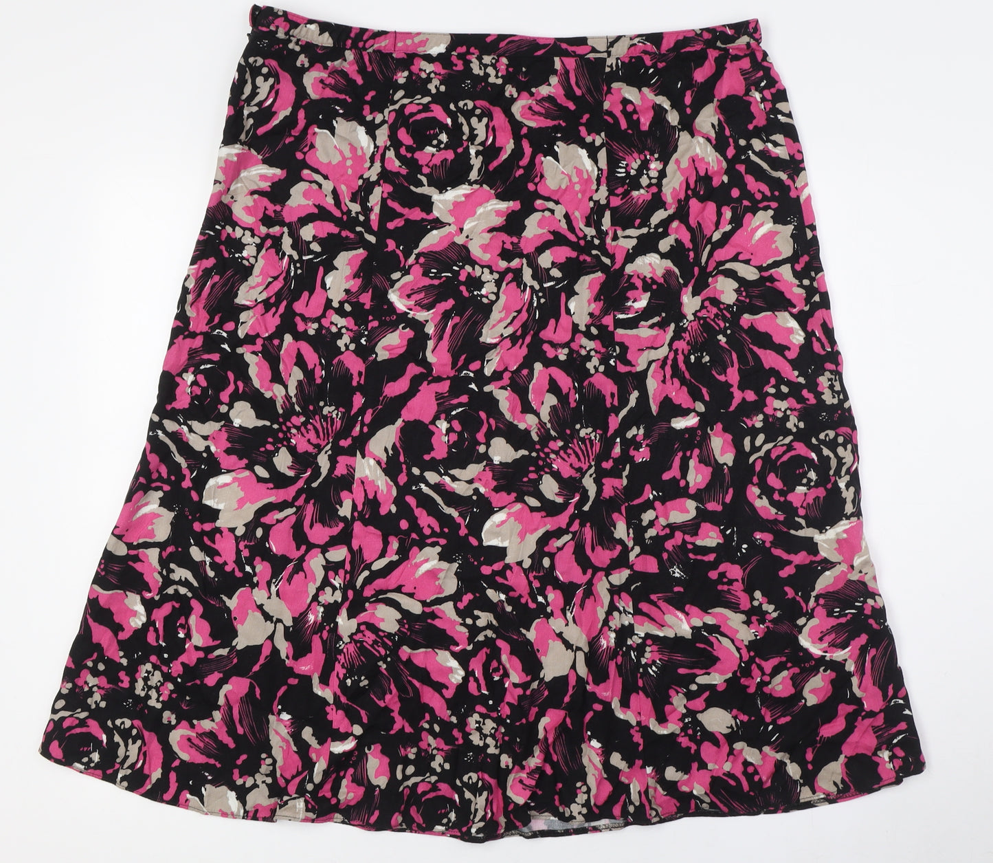 Marks and Spencer Womens Multicoloured Viscose A-Line Skirt Size 18 Zip