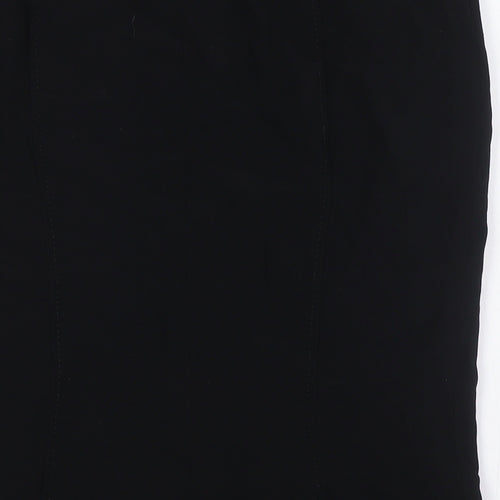 Marks and Spencer Womens Black Acetate Straight & Pencil Skirt Size 14 Zip - Double Vented