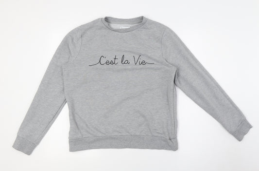 Warehouse Womens Grey Cotton Pullover Sweatshirt Size M - C'est La Vie