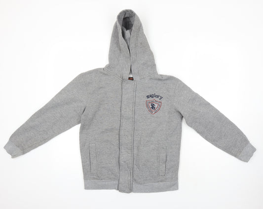 Soul & Glory Boys Grey Cotton Full Zip Hoodie Size 11-12 Years Zip