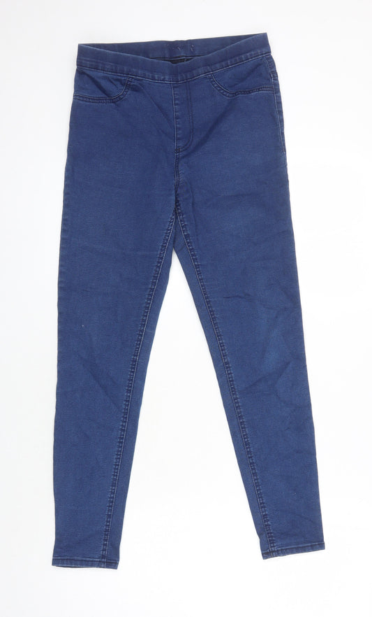 M&S Womens Blue Cotton Jegging Jeans Size 10 L25 in Regular