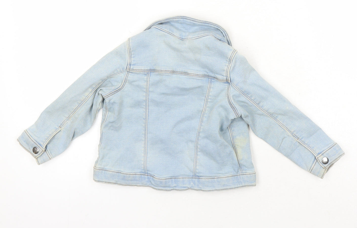 Matalan Girls Blue Jacket Size 2-3 Years Snap - Distressed Look