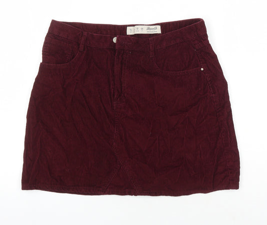 Denim & Co. Womens Purple Cotton Mini Skirt Size 14