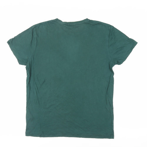 GANT Mens Green Cotton T-Shirt Size M Crew Neck - Logo