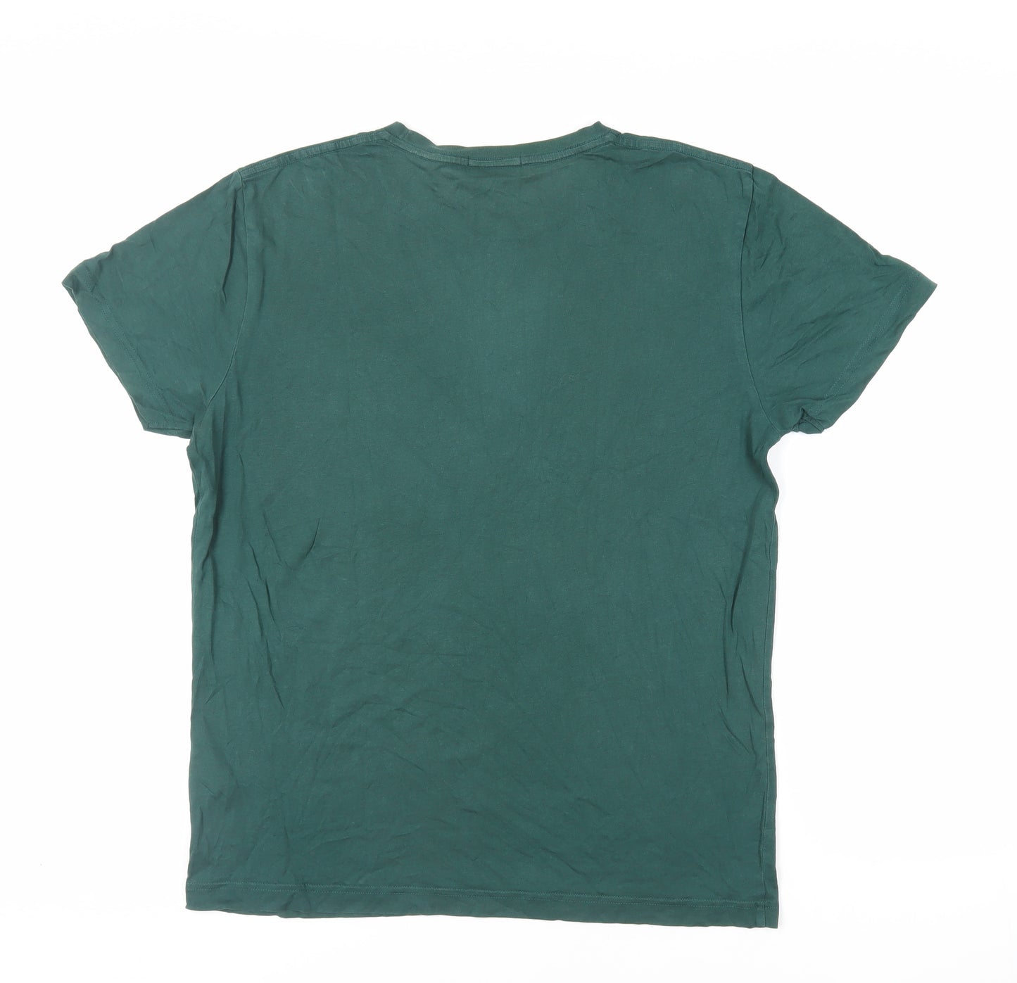 GANT Mens Green Cotton T-Shirt Size M Crew Neck - Logo