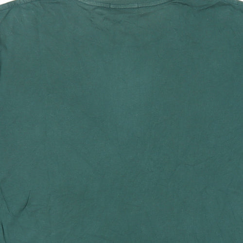 GANT Mens Green Cotton T-Shirt Size M Crew Neck - Logo