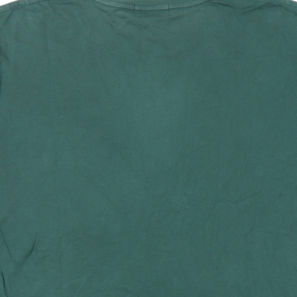 GANT Mens Green Cotton T-Shirt Size M Crew Neck - Logo