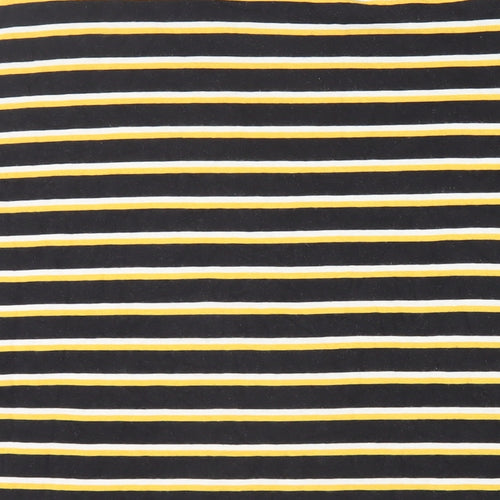 Bershka Mens Black Striped Cotton T-Shirt Size M Crew Neck