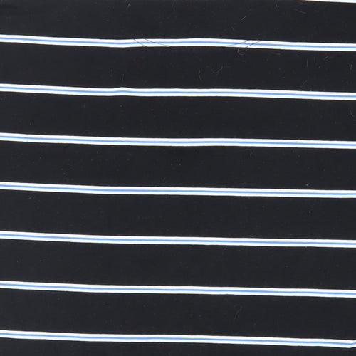 Slazenger Mens Black Striped Polyester Polo Size M Collared Button